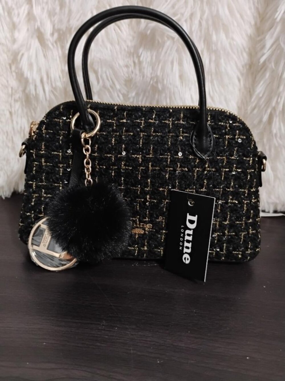 Dune Black Tweed Sparkle Shoulder/Crossbody NWT